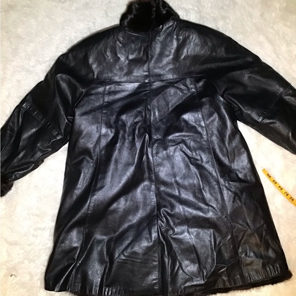 Leather fur womens lamb black reversible jacket size small - Picture 11 of 14
